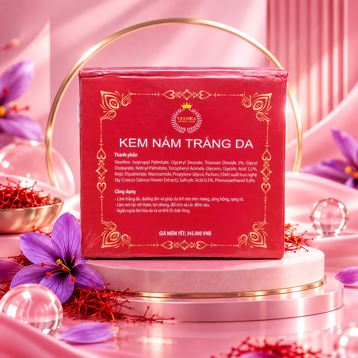 Velora Saffron mặt sau với thành phần